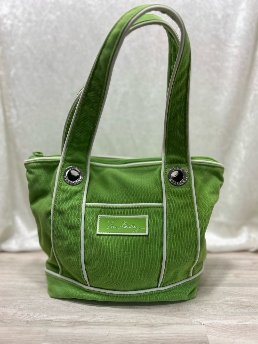 Vera Bradley Lime Green Canvas Small Tote Bag Purse